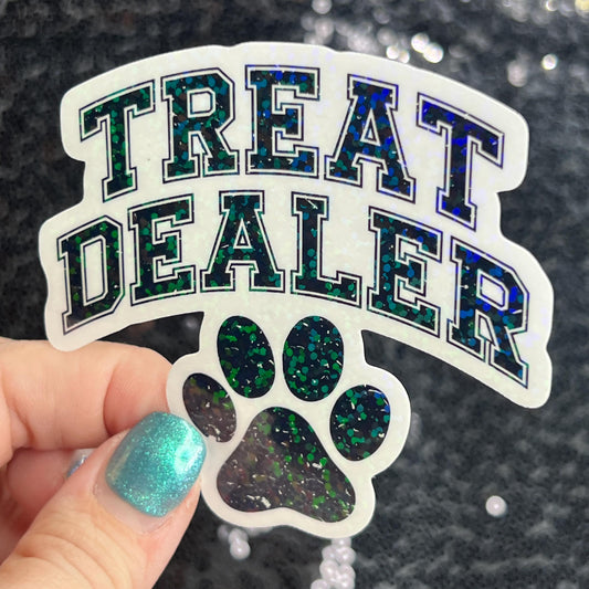 Treat Dealer Paw Prints Holographic Sticker | Dog lover gift decal | Puppy love sticker | Dog mom dad sticker Dog Rewards