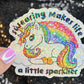 Swearing makes life a little sparklier Sparkly Holographic Unicorn Rainbow Sticker Sassy Funny Positive Mindset Good Vibes Inspiration