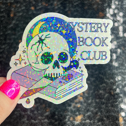 Mystery Book Club Holographic Sticker Decal, Cozy Mystery Reads Bookish kindle waterbottle laptop Reader Bookish Present Gift
