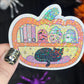 Pumpkin Jack O'Lantern Bookshelf Black Cat Holographic Sticker Halloween Kindle Decal Spooky Fall Reader Gift Bookish Decal