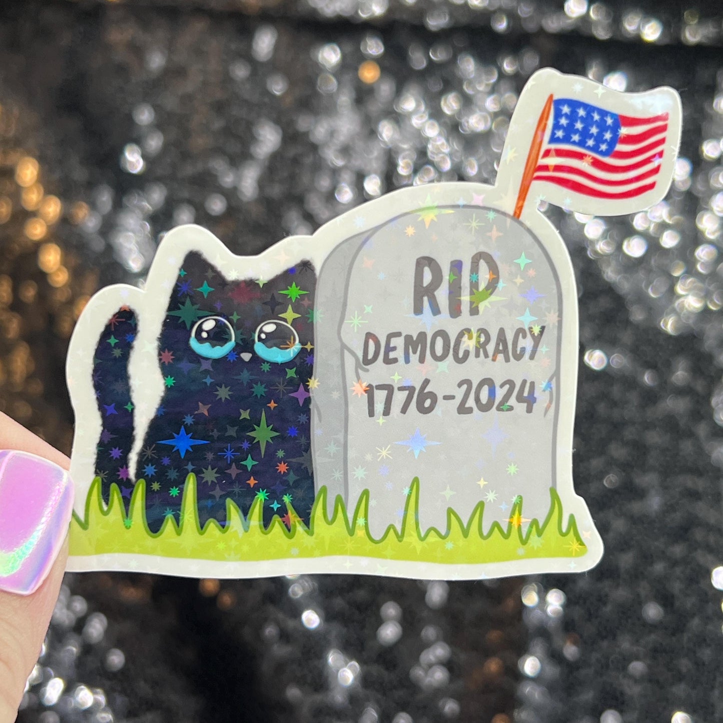 RIP Democracy Holographic Sticker Political Decal Kamala Decal Anti Trump Pro Choice Feminist Sticker Liberal Democrat