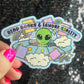Read Books and Ignore Reality Holographic Sticker UFO Alien Monster Book Lover Sparkly Decal, Spicy Dark Romance, kindle laptop