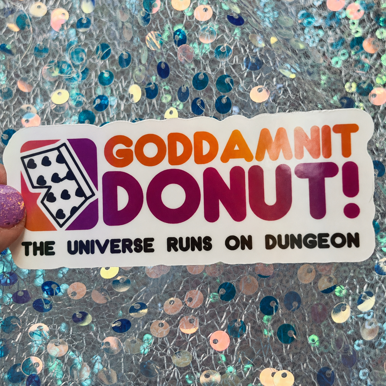 Dungeon Crawler Carl Goddamnit Donut Rainbow Reflective Sticker