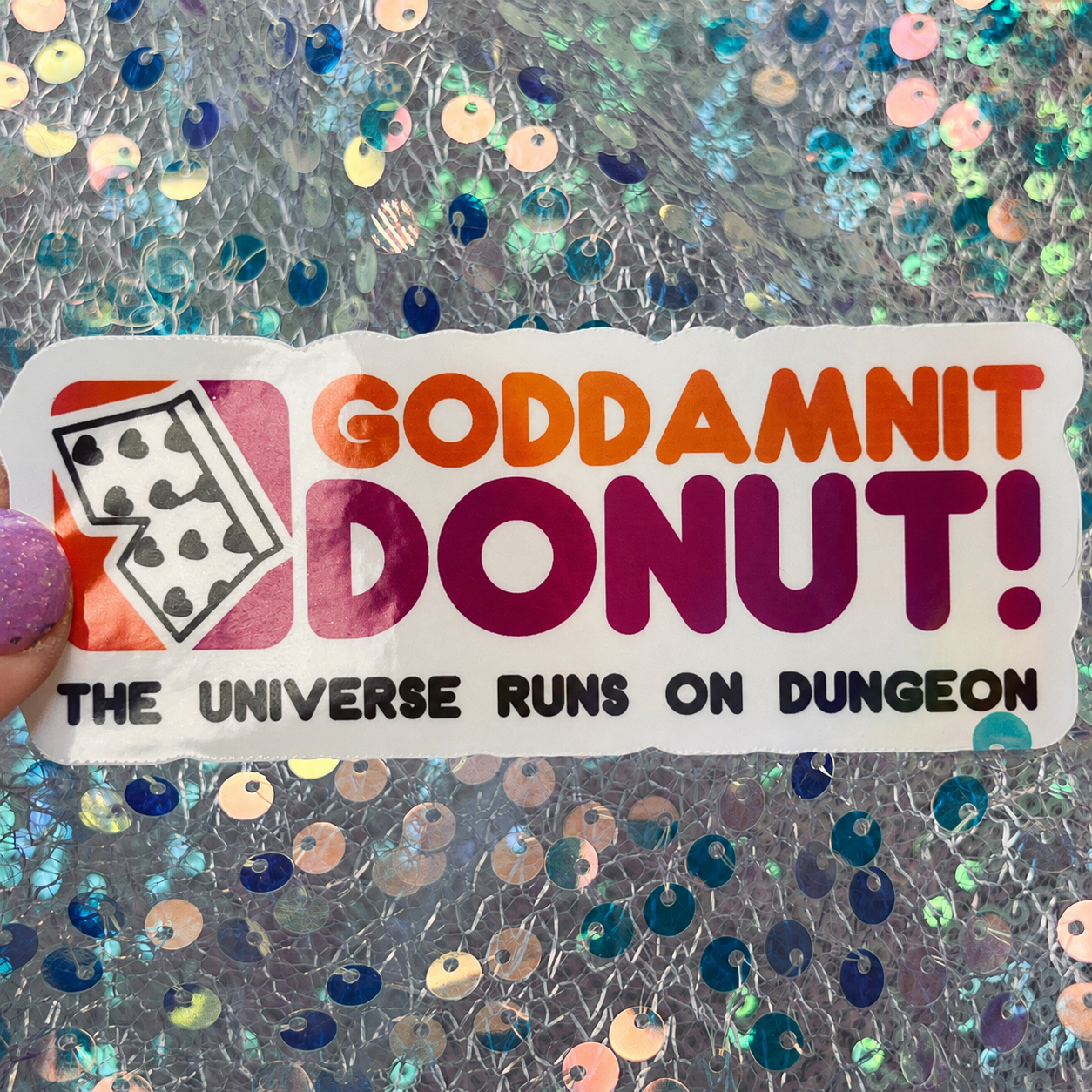 Dungeon Crawler Carl Goddamnit Donut Rainbow Reflective Sticker