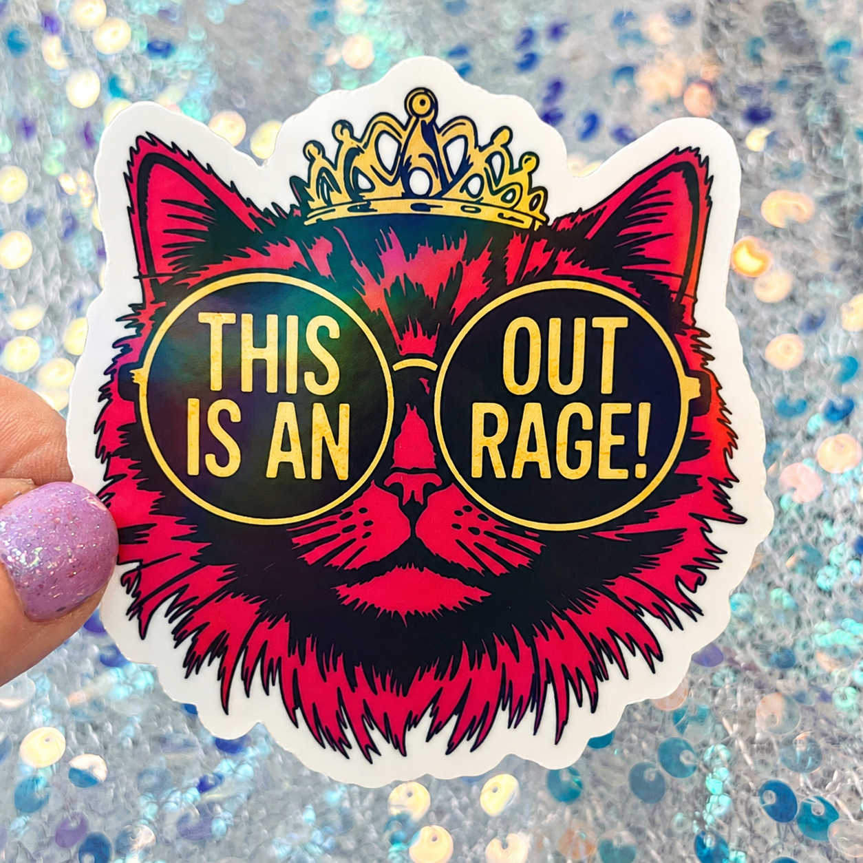 Dungeon Crawler Carl This Is An Outrage Princess Donut Rainbow Reflective Sticker