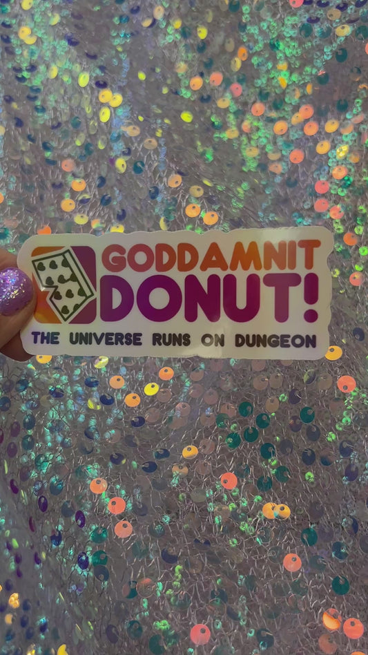 Dungeon Crawler Carl Goddamnit Donut Rainbow Reflective Sticker
