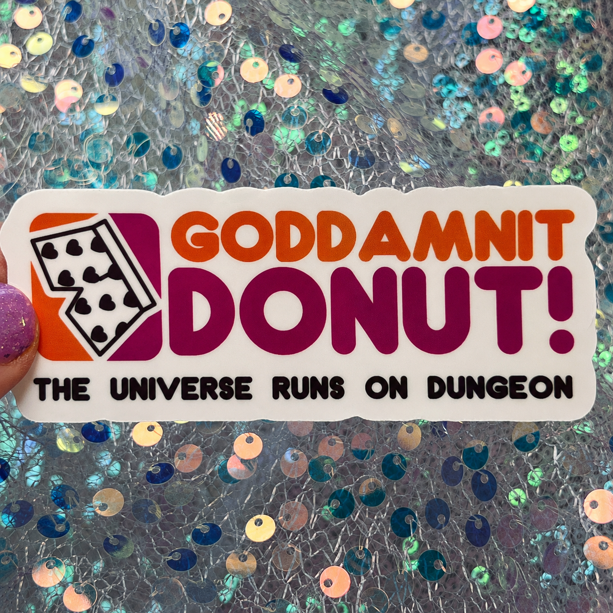 Dungeon Crawler Carl Goddamnit Donut Rainbow Reflective Sticker