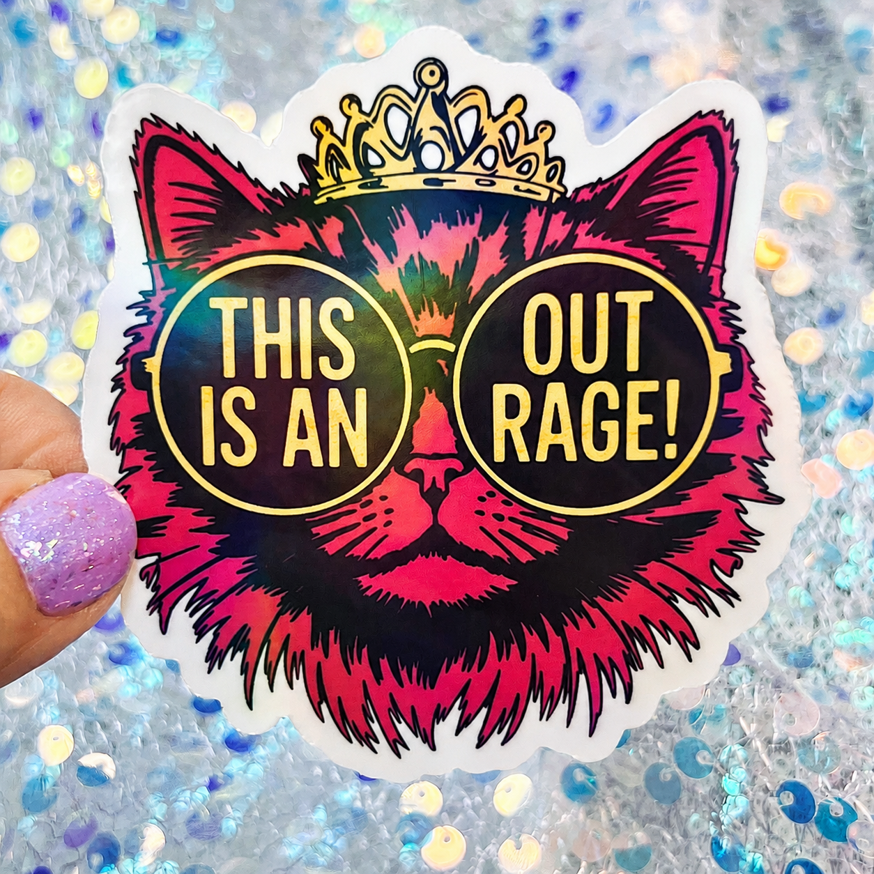 Dungeon Crawler Carl This Is An Outrage Princess Donut Rainbow Reflective Sticker