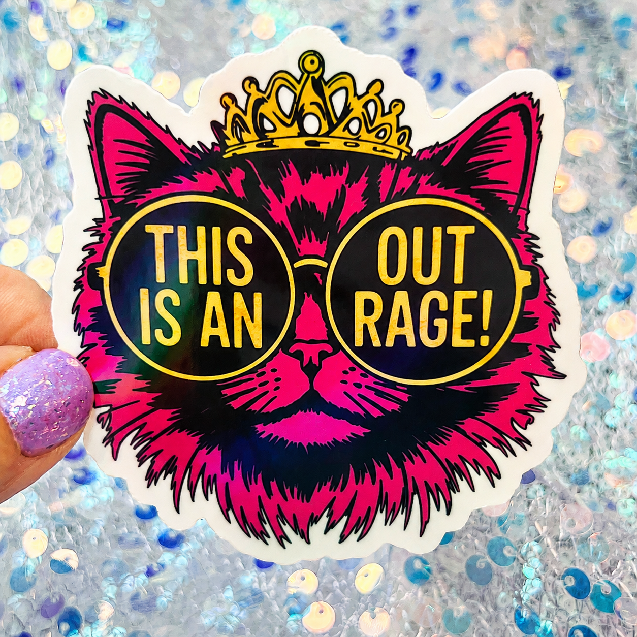 Dungeon Crawler Carl This Is An Outrage Princess Donut Rainbow Reflective Sticker