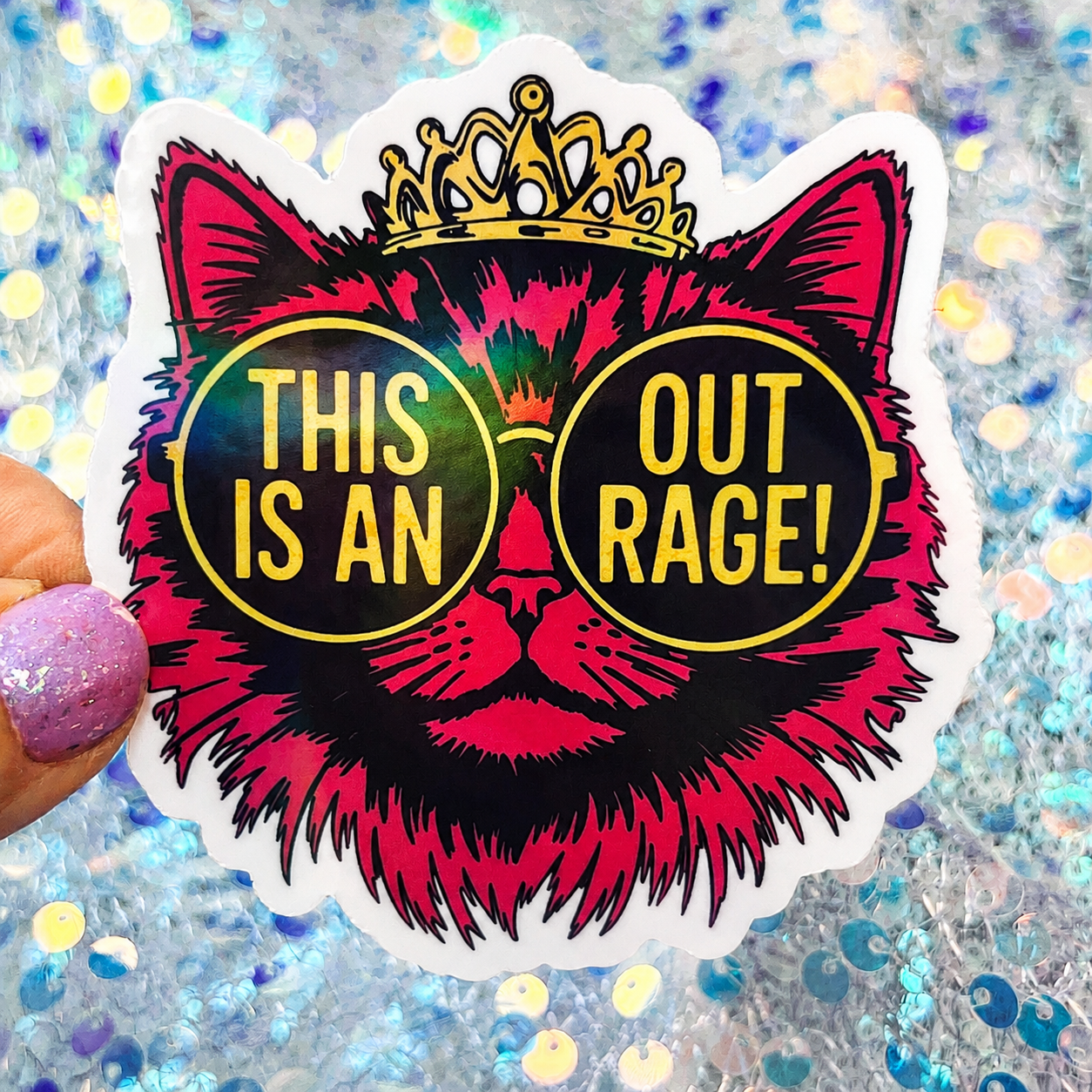 Dungeon Crawler Carl This Is An Outrage Princess Donut Rainbow Reflective Sticker
