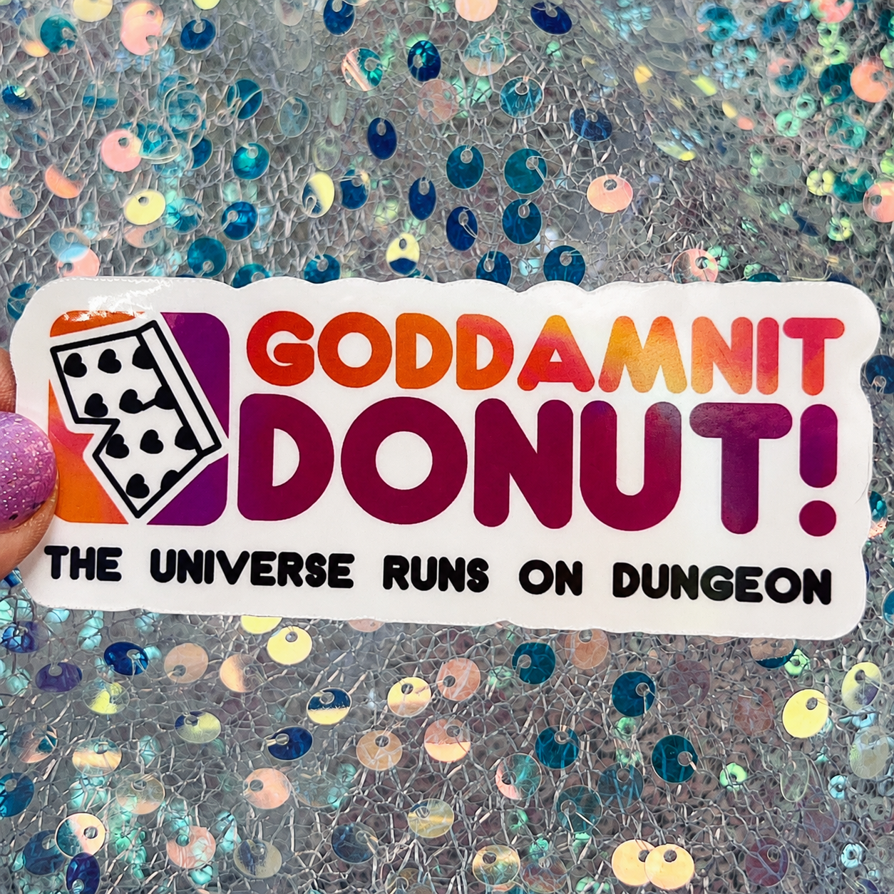 Dungeon Crawler Carl Goddamnit Donut Rainbow Reflective Sticker
