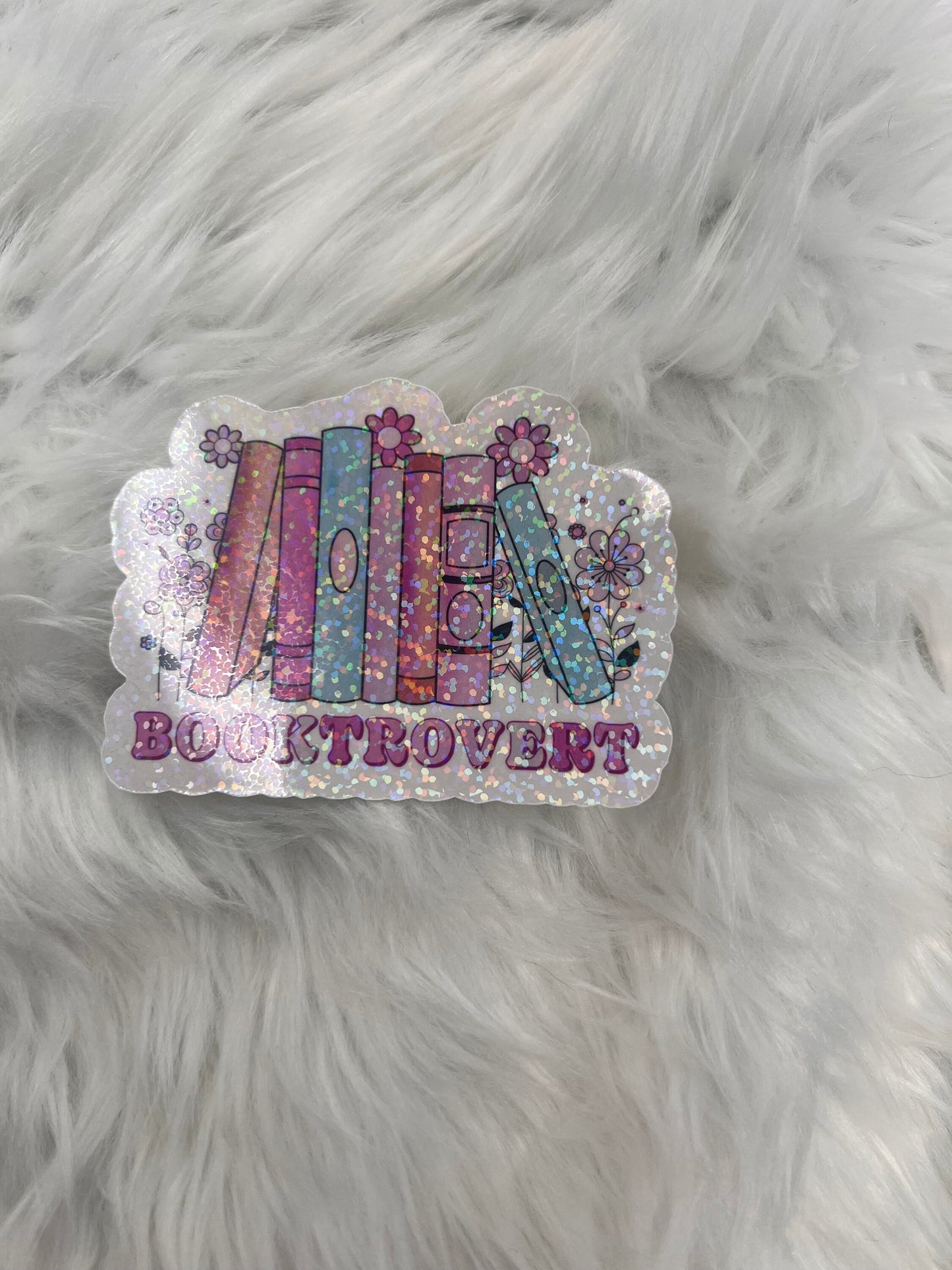 Booktrovert Pink Purple Holographic Sticker Booktok stickers, kindle stickers, bookish waterbottle stickers, Book Lover Sticker Reader Decal