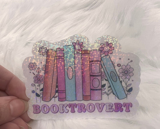 Booktrovert Pink Purple Holographic Sticker Booktok stickers, kindle stickers, bookish waterbottle stickers, Book Lover Sticker Reader Decal