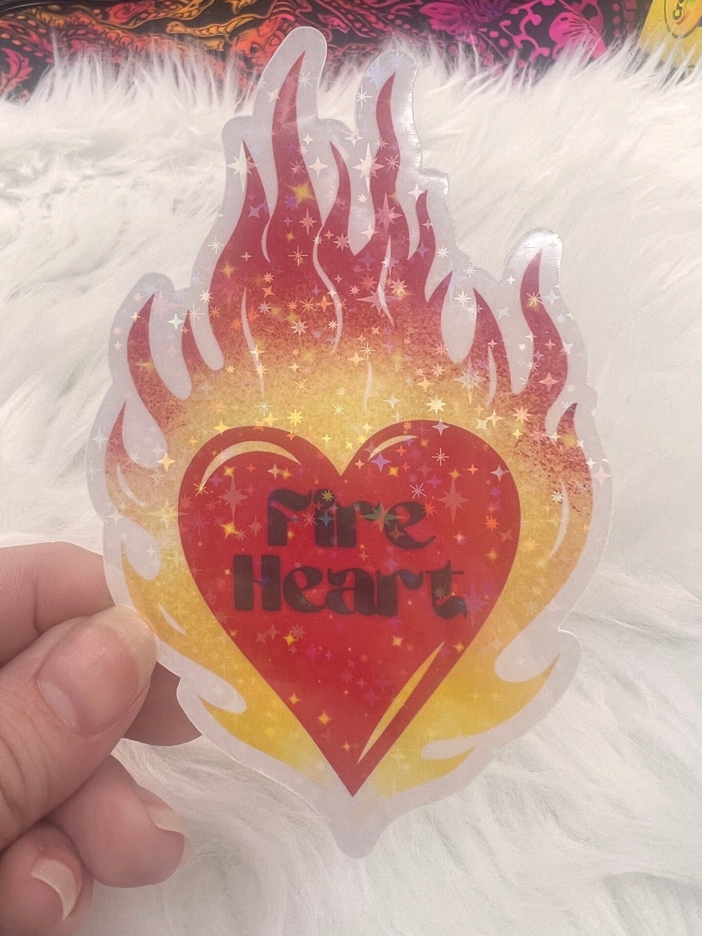 Throne of Glass Holographic Sticker - “Fireheart”, TOG Waterbottle Sticker, SJM laptop waterproof sticker