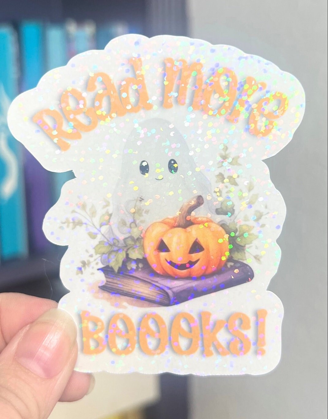 Read More Boooks Holographic Sticker, Halloween Booktok stickers, kindle stickers, Ghost Water Bottle Sticker Spooky Reader Sticker Bookish