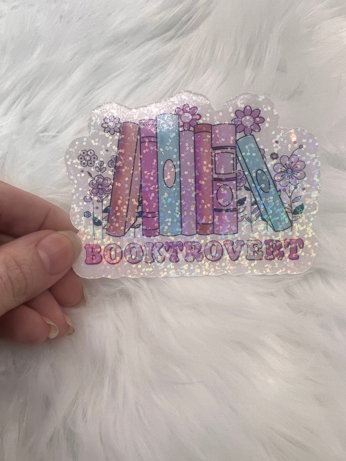 Booktrovert Pink Purple Holographic Sticker Booktok stickers, kindle stickers, bookish waterbottle stickers, Book Lover Sticker Reader Decal