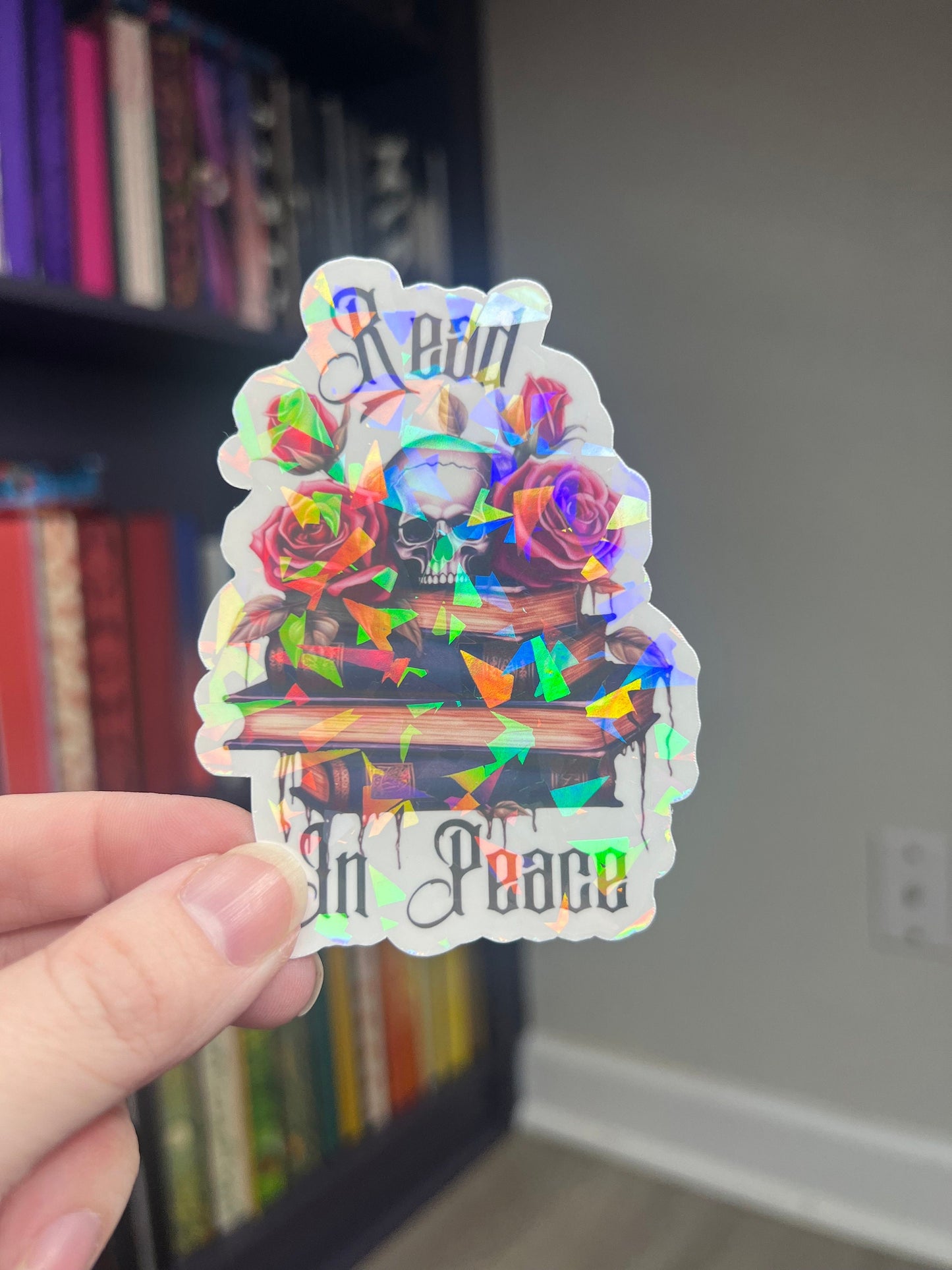 Read In Peace Holographic Sticker, Spicy Dark Romance Sticker, Booktok sticker, kindle stickers dark academia book sticker rip bookish decal
