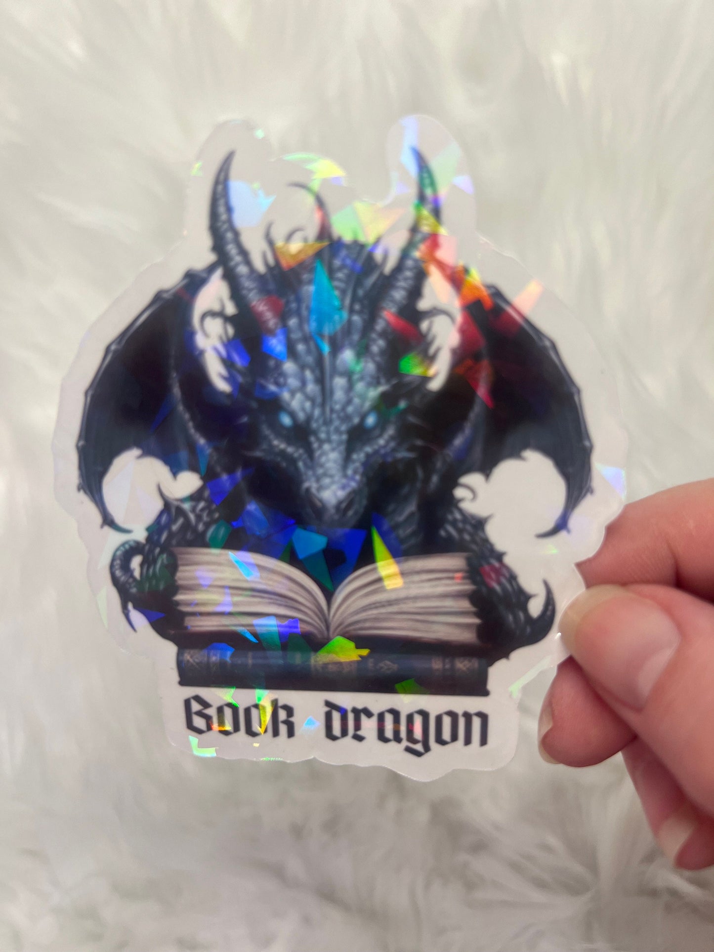 Book Dragon Holographic Sticker, Halloween Spicy Dark Romance Stickers, Booktok stickers, kindle stickers, Reader Laptop Sticker, Bookish