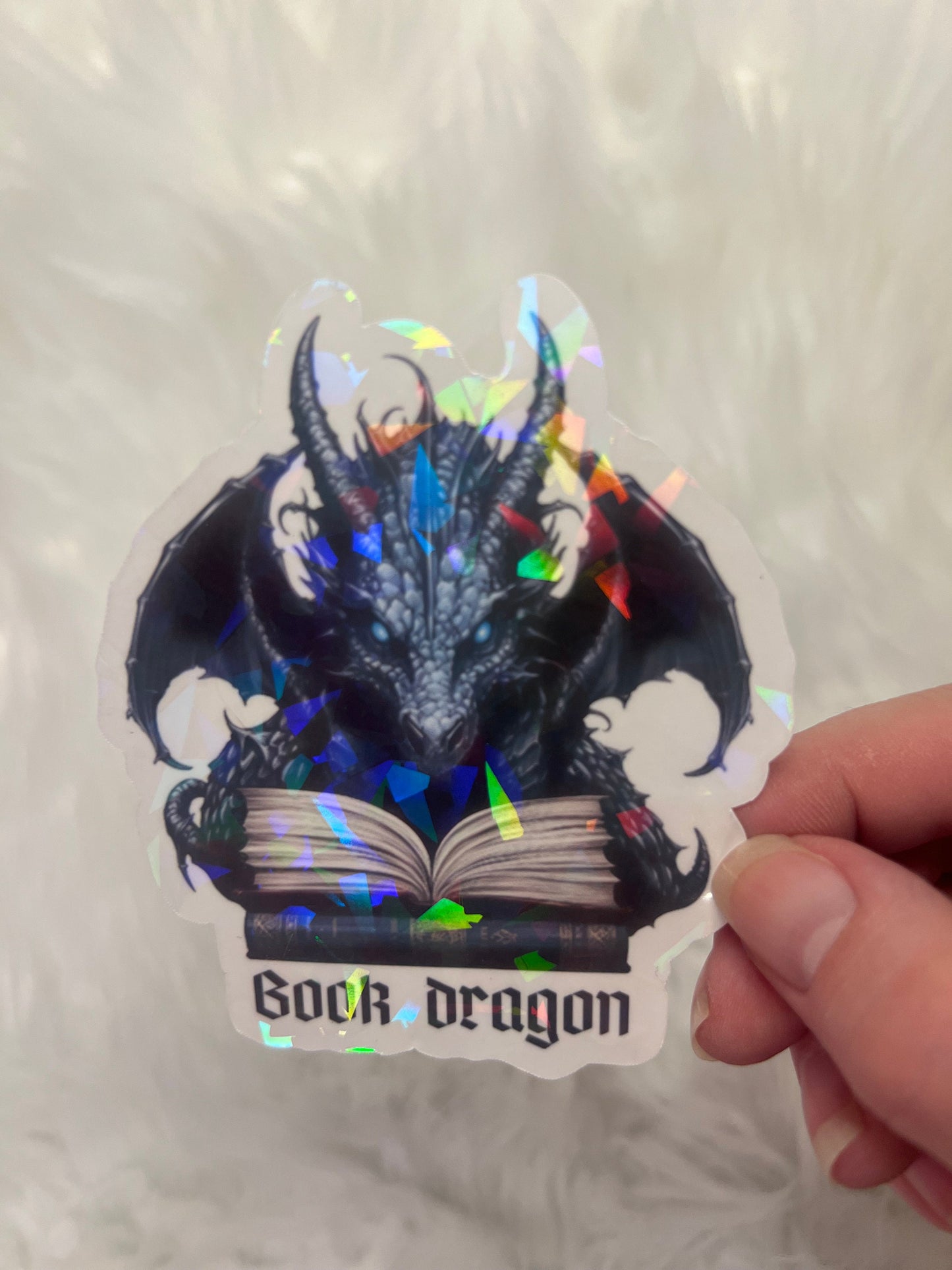 Book Dragon Holographic Sticker, Halloween Spicy Dark Romance Stickers, Booktok stickers, kindle stickers, Reader Laptop Sticker, Bookish