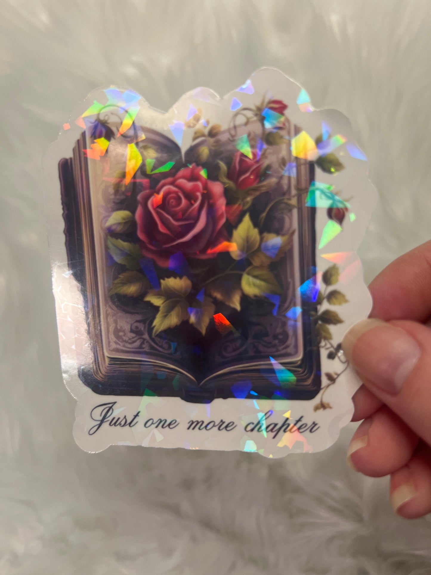 Just One More Chapter Holographic Sticker, Spicy Dark Romance Stickers Booktok stickers, kindle stickers, gothic book sticker Reader Laptop