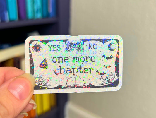 Just One More Chapter Ouija Board Holographic Sticker, Halloween Booktok stickers, kindle stickers, Water Bottle Spooky Reader Sticker