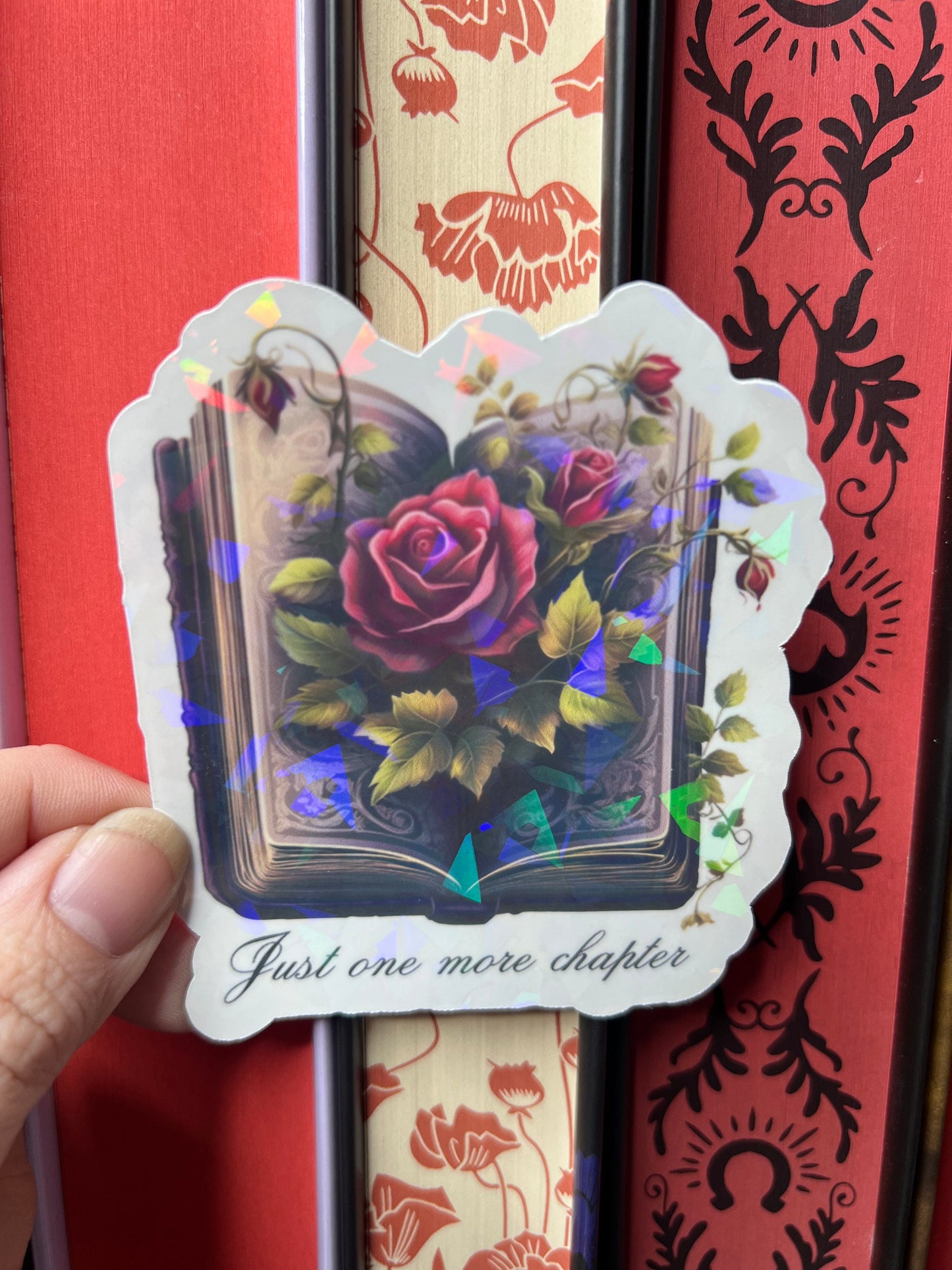 Just One More Chapter Holographic Sticker, Spicy Dark Romance Stickers Booktok stickers, kindle stickers, gothic book sticker Reader Laptop