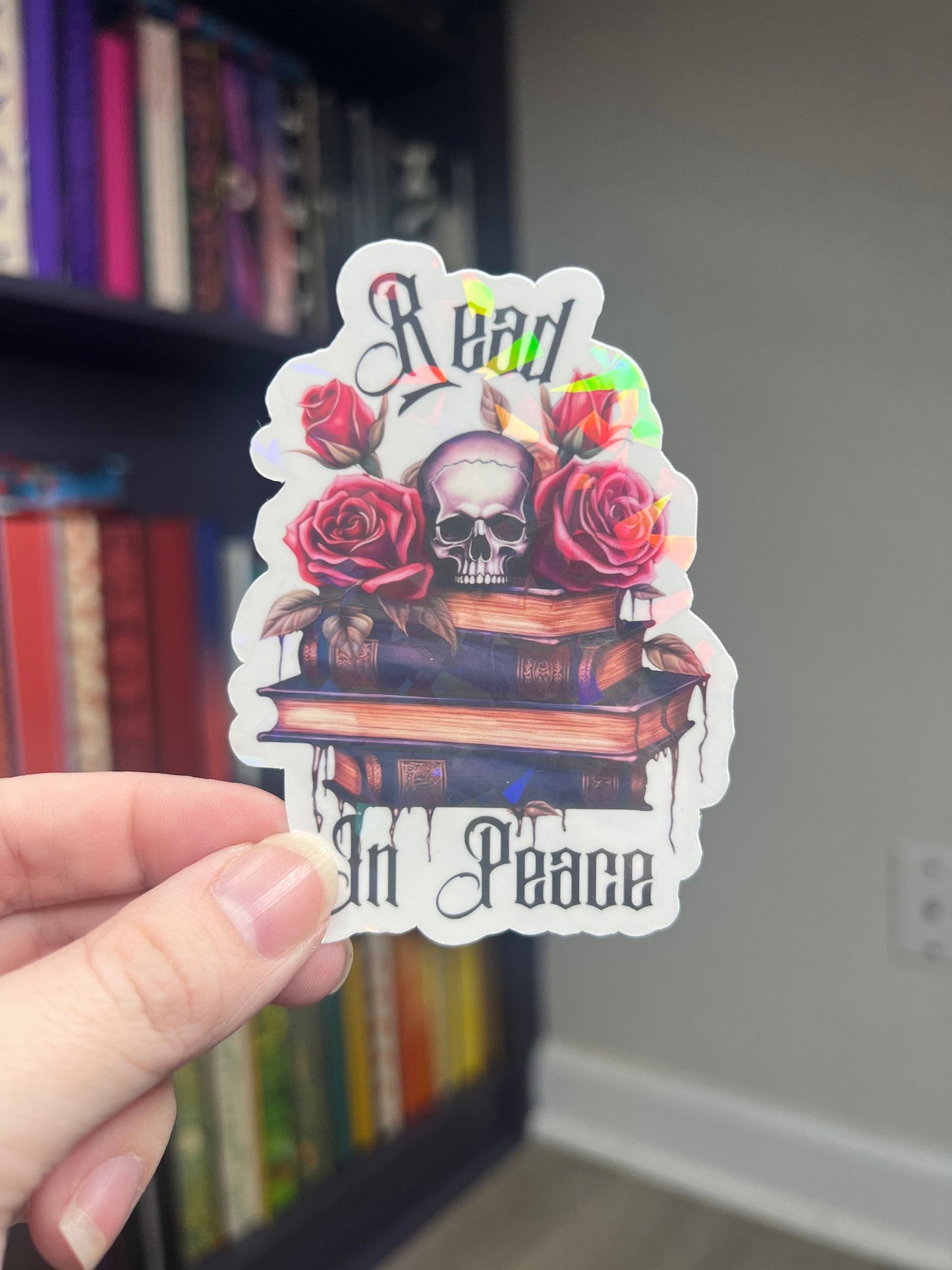 Read In Peace Holographic Sticker, Spicy Dark Romance Sticker, Booktok sticker, kindle stickers dark academia book sticker rip bookish decal