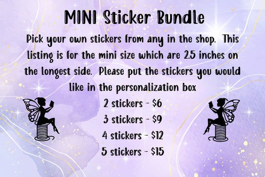 MINI Sticker Bundle Bookish and Quilting Sticker Set Reader Sticker Sets