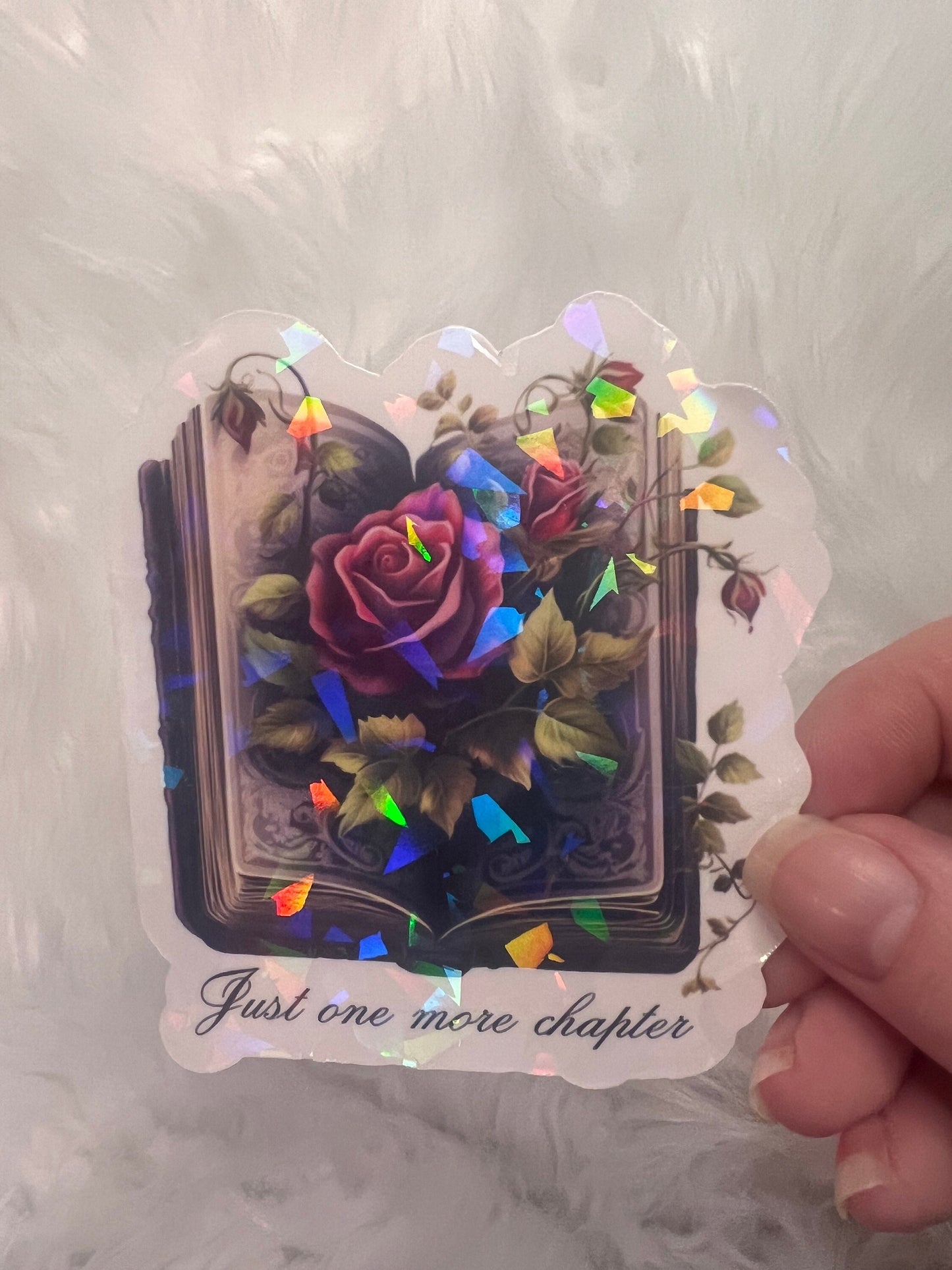 Just One More Chapter Holographic Sticker, Spicy Dark Romance Stickers Booktok stickers, kindle stickers, gothic book sticker Reader Laptop