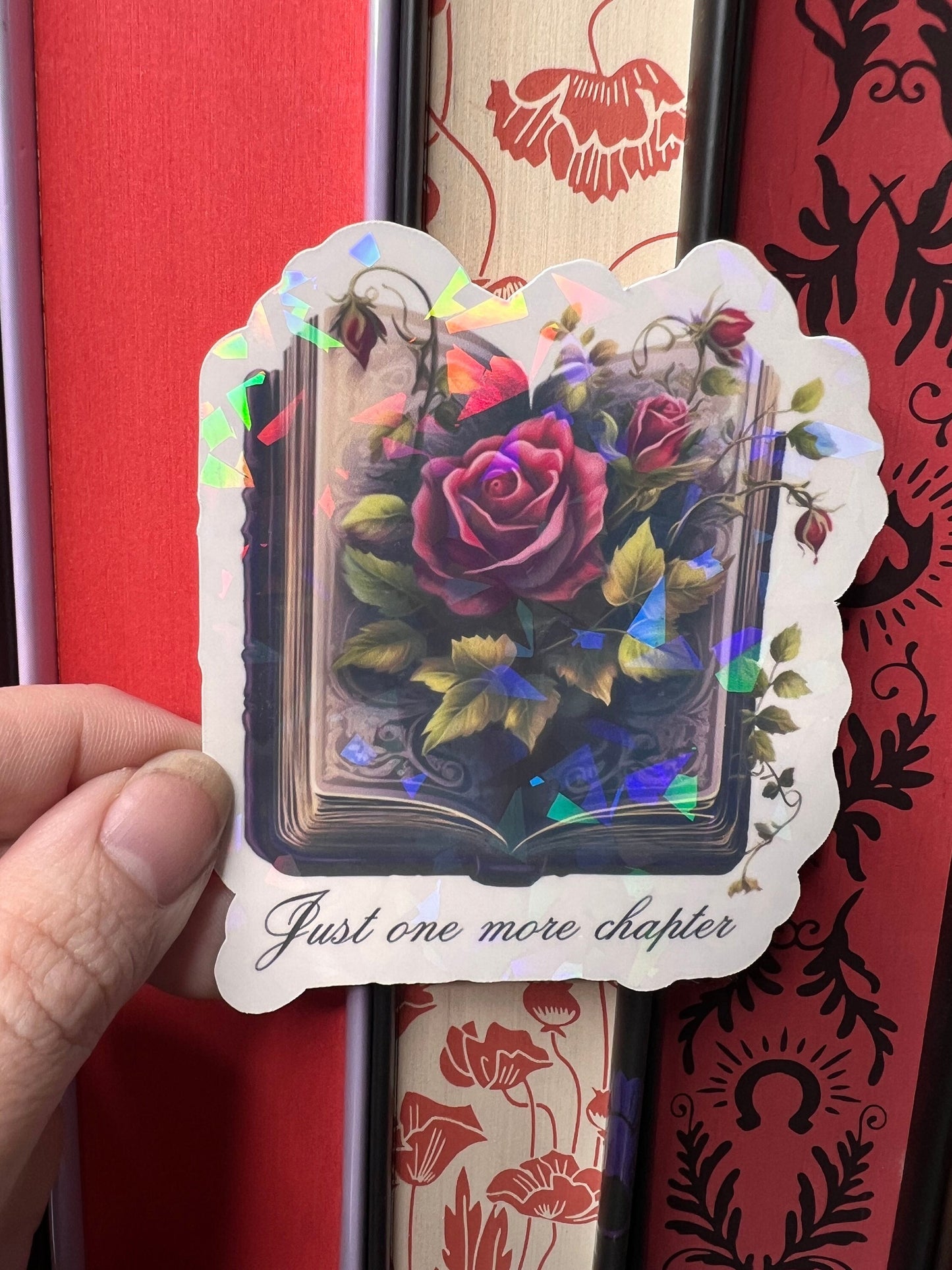 Just One More Chapter Holographic Sticker, Spicy Dark Romance Stickers Booktok stickers, kindle stickers, gothic book sticker Reader Laptop