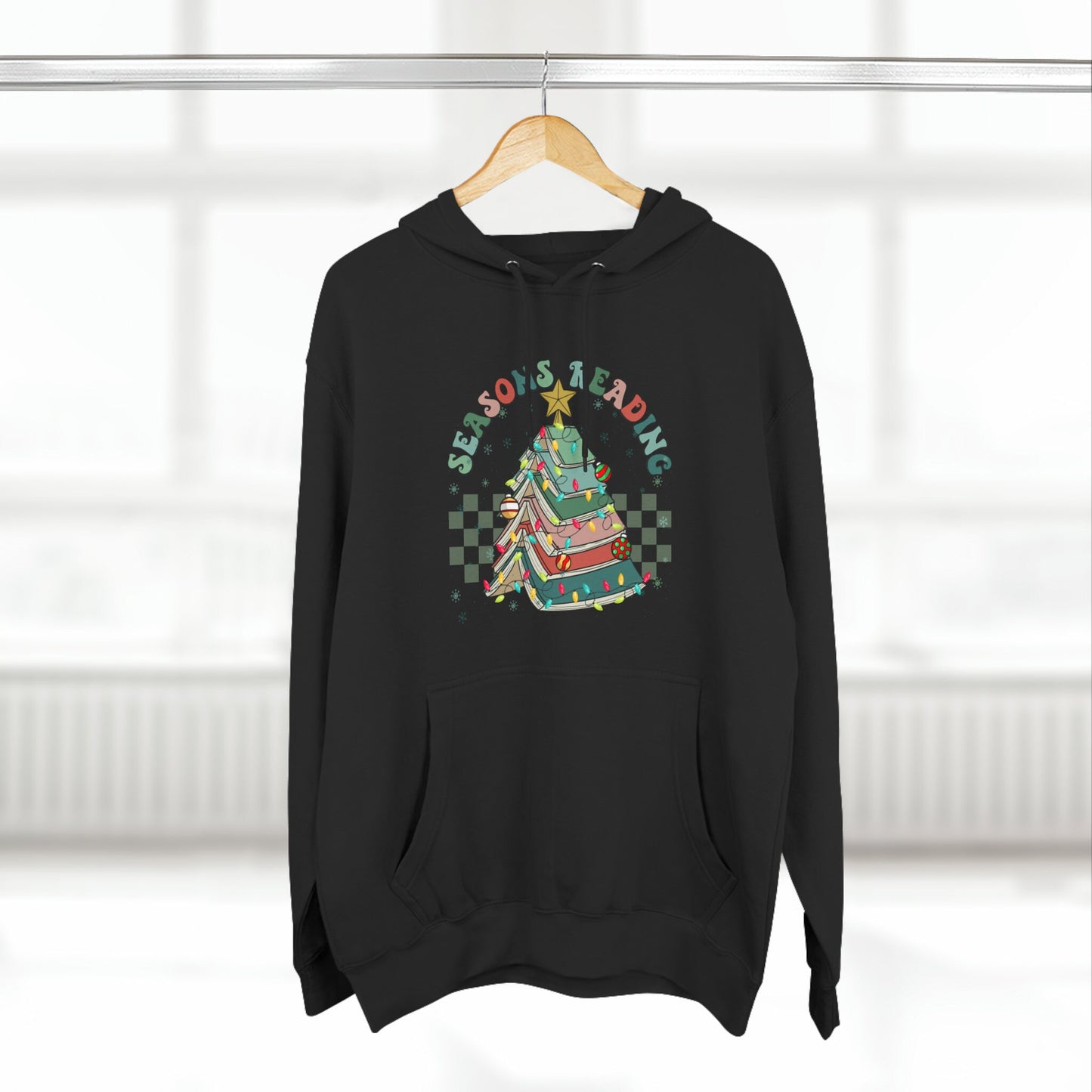 Bookish Christmas Hoodie Seasons Reading Pullover Reader Xmas Sweatshirt Christmas Tree Reader Sweater