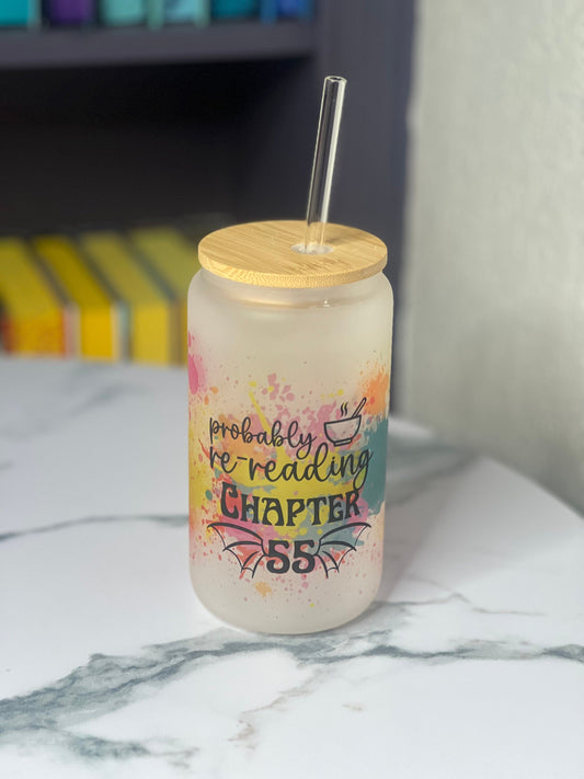 Frosted ACOTAR Probably Re-Reading Chapter 55 iced coffee cup, A Court of Thorn and Roses Beer Can Glass, Rhysand Glass Mug Tumbler