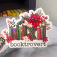 Christmas Booktrovert Holographic Sticker, Xmas Bookish Kindle Sticker Reader Decal Book Lover Christmas Gift Book Club Gift