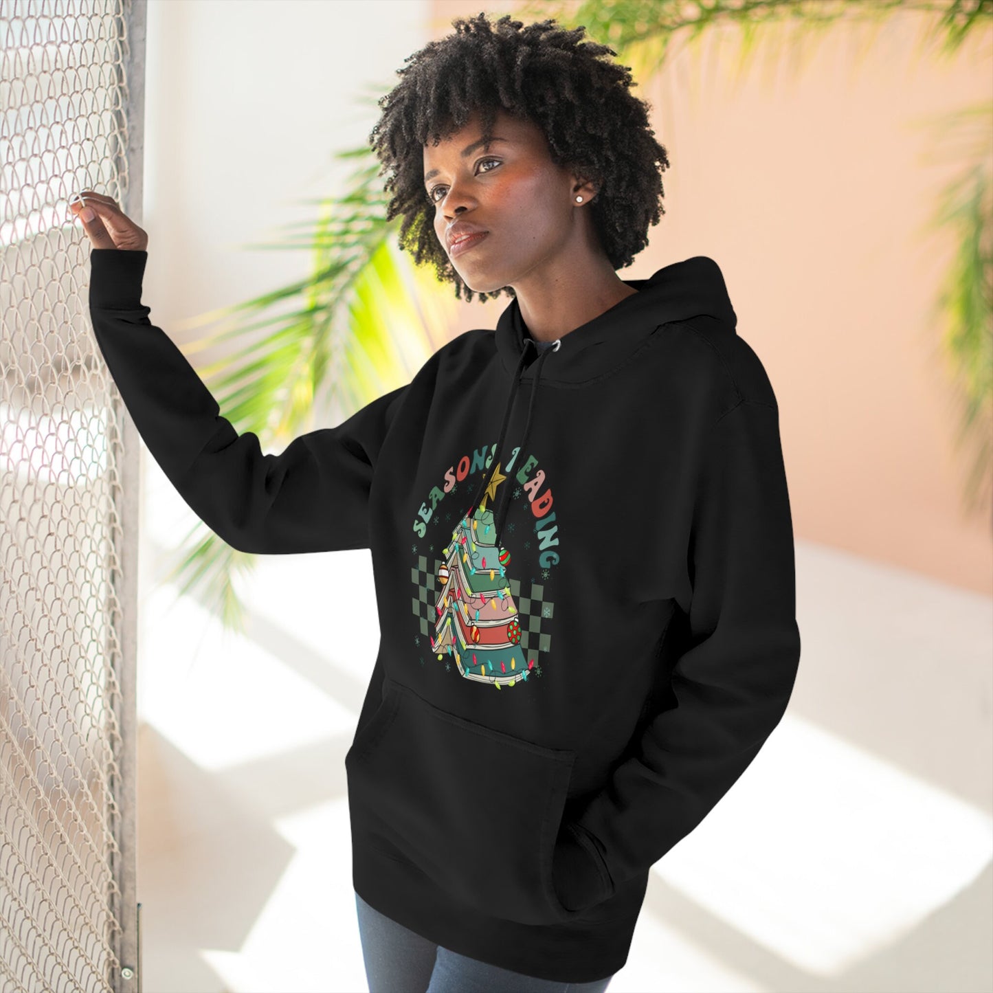 Bookish Christmas Hoodie Seasons Reading Pullover Reader Xmas Sweatshirt Christmas Tree Reader Sweater