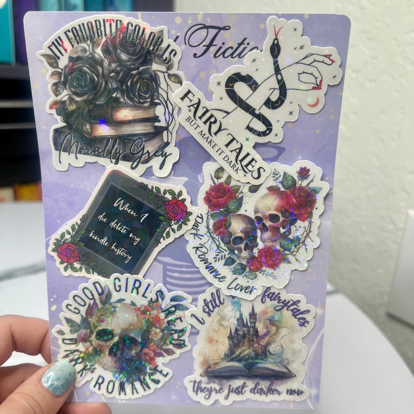 Dark Romance Holographic Stickers, Booktok stickers, kindle stickers, spicy book sticker mortally grey decals Waterbottle book stickers